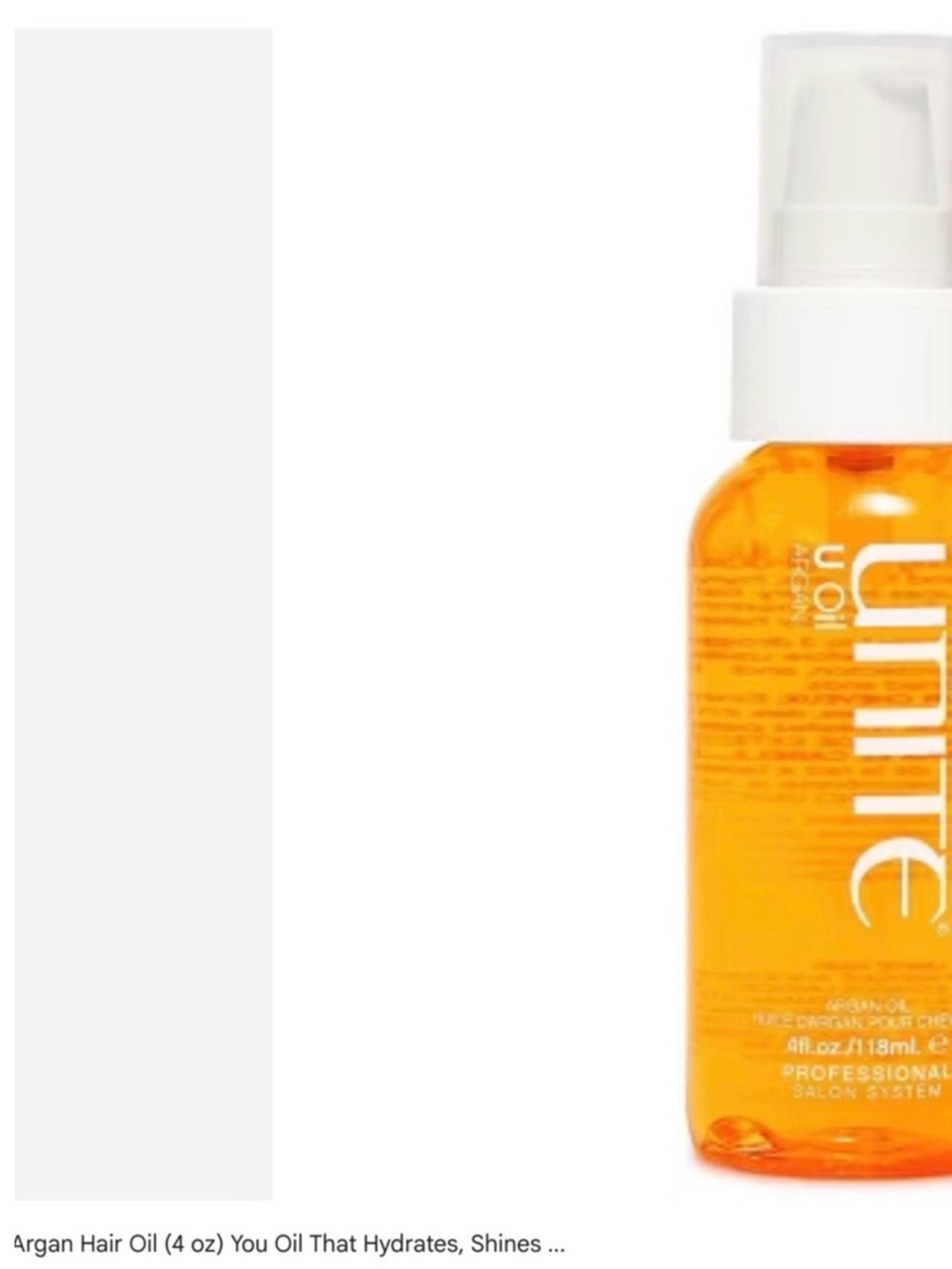 Unite Argan Oil Hair Serum in Orange Bottle